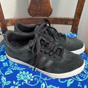 Adidas Neo Suede Black Sneaker Woman’s Sz 6 Comfort Footbed Classic Minimalist